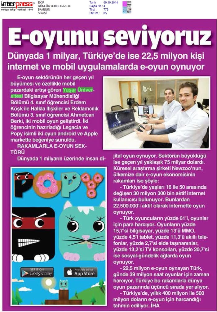 Ekip, 09 Oct 2014: E-oyunu seviyoruz